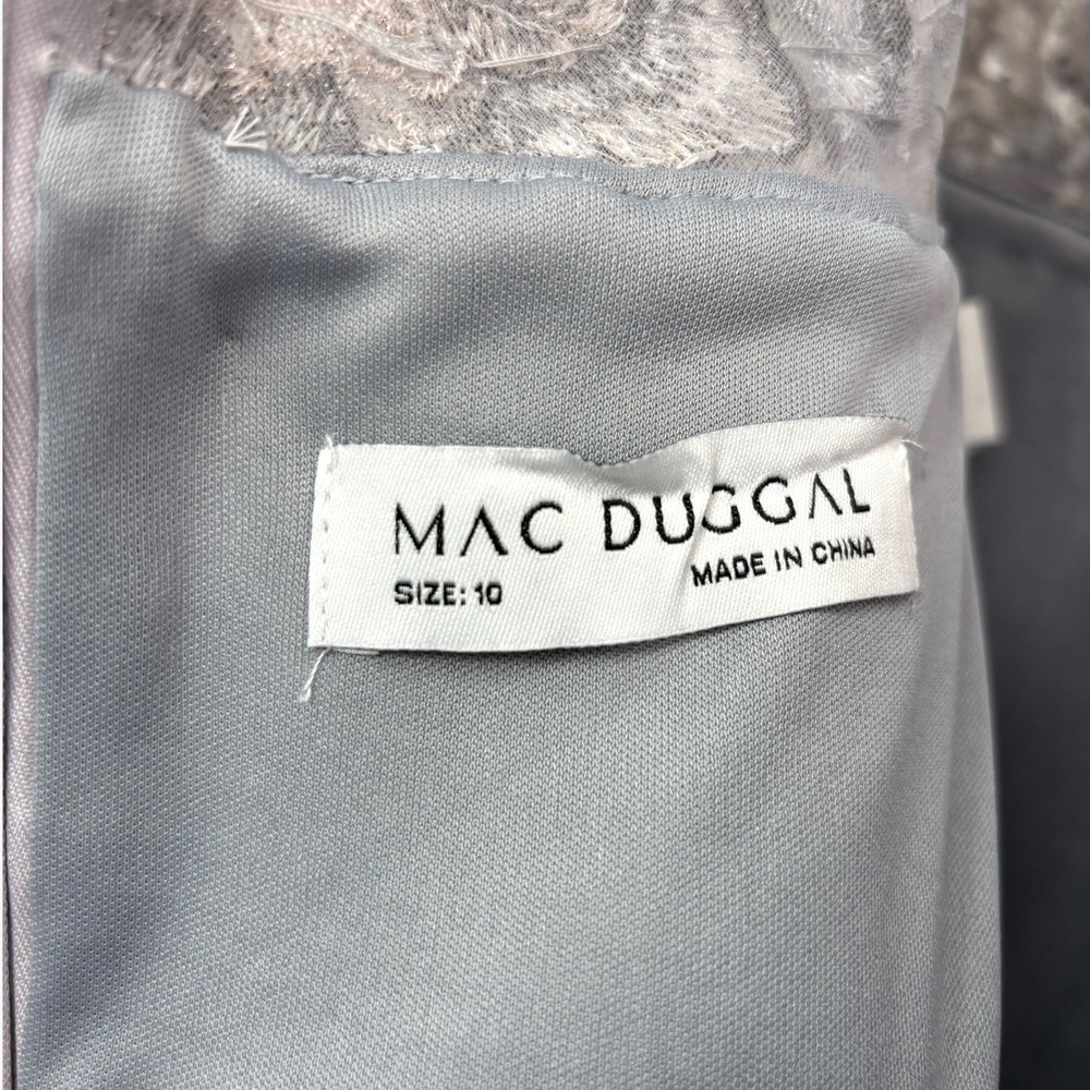 Mac Duggal NEW Gray Long Sleeve Beaded Applique Embroidered Gown $798 - Size 10‎ - Picture 13 of 14